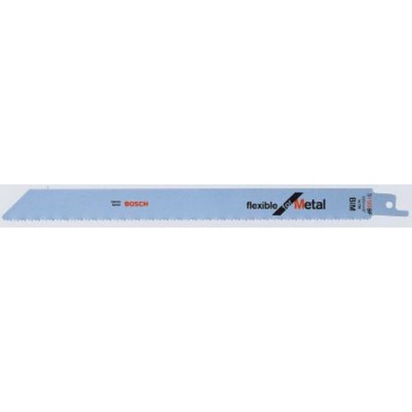 Lame de scie sabre pour métal, coupe droite fine, Réf. Bosch : S 1122 BF, Qualité de lame de scie BiM, Long. totale 225 mm, Pas de dents : 1,8 mm