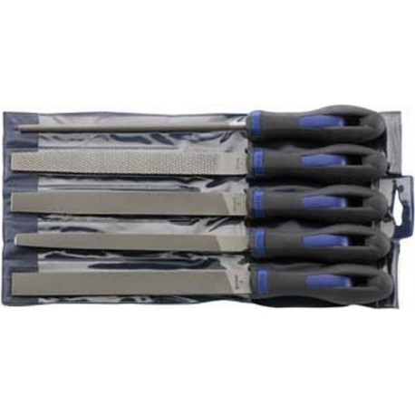 Assortiment de limes d'atelier, 5 éléments, dans une trousse en plastique, Long. : 200 mm, Taille 2