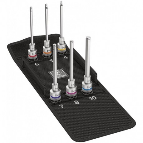Jeu d'embouts de tournevis 1/2" 6 pièces 6 pans femelleHF long Wera