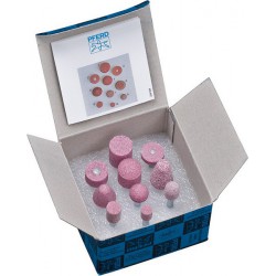 Assortiment de meules sur tiges, en corindon raffiné, Quantité : 10 pièces, Acier recommandé