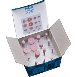 Assortiment de meules sur tiges, en corindon raffiné, Quantité : 15 pièces, Acier recommandé
