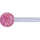Meule sur tige sphérique KU, Type : KU 20, Ø x hauteur 20 mm, Taille de grains 30, Type de grain : ADW, Ø de tige : 6 mm, Vitesse maxi. : 47700 tr/mn