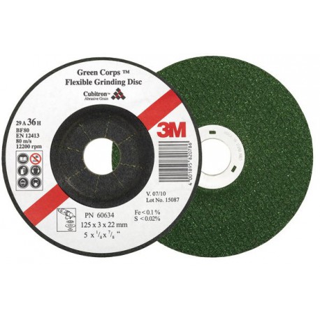 20 Disques à ébarber Green Corps pour l'usinage de l'acier inoxydable, Ø x Épais. : 115 x 3,0 mm, Modèle Coudé, Vitesse maxi. 13300 tr/mn