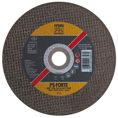 Disque à tronçonner PS-FORTE pour l'usinage de l'acier, Ø x Épais. : 230 x 1,9 mm, Modèle Droit, Vitesse maxi. 6600 tr/mn