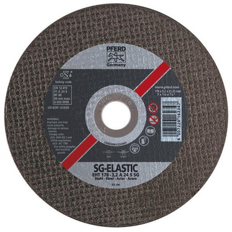 Disque à tronçonner SG-ELASTIC pour l'usinage de l'acier, Ø x Épais. : 230 x 1,9 mm, Modèle Droit, Vitesse maxi. 6600 tr/mn