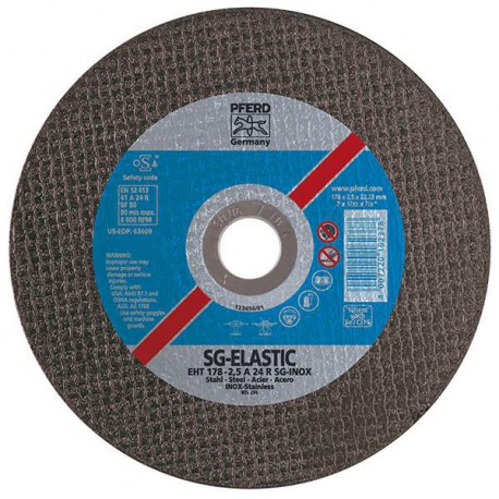 Disque à tronçonner SG-ELASTIC-INOX pour l'usinage de l'acier inoxydable, Ø x Épais. : 125 x 2,4 mm, Modèle Droit, Vitesse maxi. 12200 tr/mn