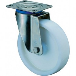 Roulette 100mm HS100 plaque Plastique blanc ERRL HS100.B14.100