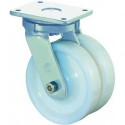Roulette double 100mm S100.B15 plaque Plastique blanc KL S100.B15.100