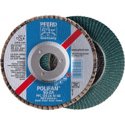 Meule-éventail Ø 125 mm (12200 tr/mn), POLIFAN® SG-ZA, bombée, Grain : 60
