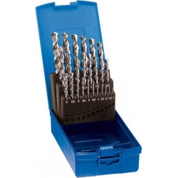 Jeu de forets hélicoïdaux, coffret plastique, en acier à coupe rapide à 5 % de cobalt, type Ti, DIN 338, surface sans revêtement, Ø h8 : 6,00-10,00 mm