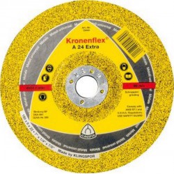 Disque à ébarber A 24 Extra pour l'usinage de l'acier, Ø x Épais. : 180 x 8,0 mm, Modèle Coudé, Vitesse maxi. 8500 tr/mn