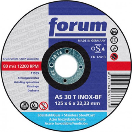Disque à ébarber pour usinage acier inoxydable, Ø x Épais. : 125 x 6,0 mm, Modèle Coudé, Vitesse maxi. 12200 tr/mn