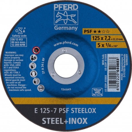 Meule d'ébarbage coudée PSFSTEELOX 125x7mm PFERD 1 PCS