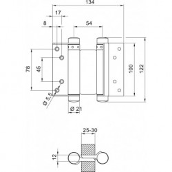 Charnières Nr.30 Acier nickel 100mm