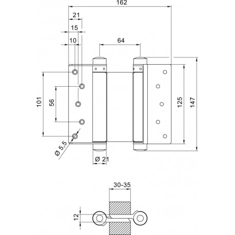Charnières Nr.33 Acier nickel 125mm