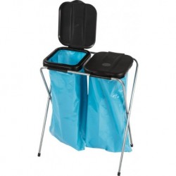 Collecteur de déchets 2x120 l avec couvercle noir