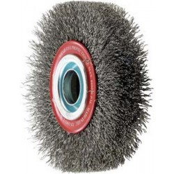 Brosse circulaire, fil d'acier de 0,3 mm, ondulé, Ø de la brosse : 200 mm, Epaisseur du fil 0,30 mm, Larg. : de travail 30 mm, Vitesse maxi. : 4500 tr/mn
