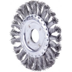 Brosse circulaire, fil d'acier trempé, torsadé, Ø de la brosse : 115 mm, Epaisseur du fil 0,50 mm, Larg. : de travail 12 mm, Vitesse maxi. : 12500 tr/mn