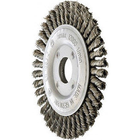 Brosse circulaire, torsadée, modèle très étroit, Ø de la brosse : 178 mm, Epaisseur du fil 0,3 mm, Larg. : de travail 13 mm, Vitesse maxi. : 12500 tr/mn