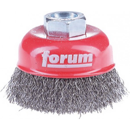 Brosse à boisseau, fil d'acier trempé, ondulé., Ø de la brosse : 60 mm, Epaisseur du fil 0,30 mm, Vitesse maxi. 12500 tr/mn