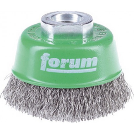 Brosse à boisseau, fil d'acier inoxydable, ondulé, Ø de la brosse : 60 mm, Epaisseur du fil 0,30 mm, Vitesse maxi. 12500 tr/mn