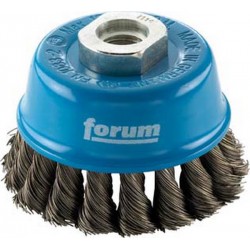 Brosse à boisseau, fil d'acier trempé, torsadé, Ø de la brosse : 65 mm, Epaisseur du fil 0,35 mm, Vitesse maxi. 12500 tr/mn