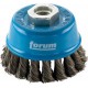 Brosse à boisseau, fil d'acier trempé, torsadé, Ø de la brosse : 65 mm, Epaisseur du fil 0,50 mm, Vitesse maxi. 12500 tr/mn