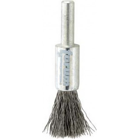 Brosse-pinceau, fil d'acier inoxydable, ondulé, Ø de la brosse : 10 mm, Long. de la garniture 20 mm, Epaisseur du fil 0,30 mm, Vitesse maxi. : 20000 tr/mn