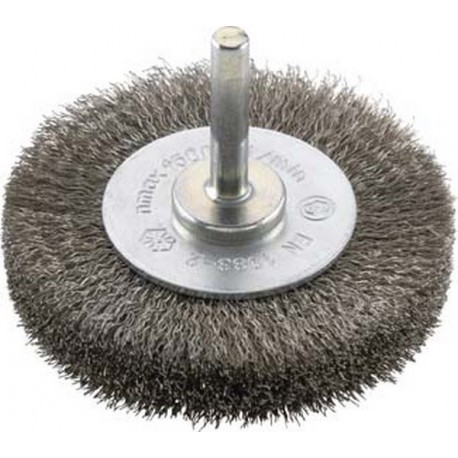 Brosse circulaire pour outils, fil d'acier inoxydable, ondulé, Ø de la brosse : 70 mm, Epaisseur du fil 0,20 mm, Larg. : de travail 18 mm