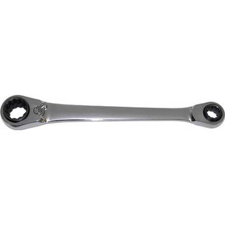 Clé polygonale à cliquet Quadro, Cote s/plats : 10 x 13/17 x 19 mm, Long. 190 mm