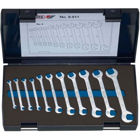 Jeu de clés plates doubles, petit modèle, 11 pièces, Contenu : 4,5 5 5,5 6 7 8 9 10 11 12 13 mm