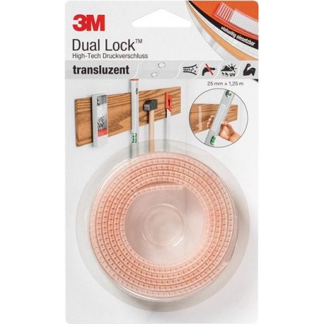 Système Ouvrable et Refermable Dual Lock transp. 25mm x 1,25m 3M