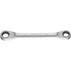 Clé polygonale double à cliquet, Cote s/plats : 10 x 11 mm, Long. 154 mm, Angle de travail 7 °