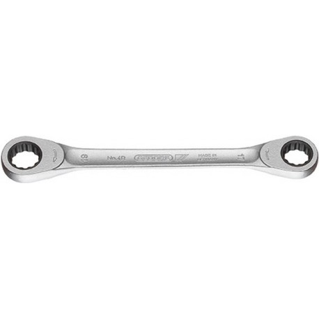 Clé polygonale double à cliquet, Cote s/plats : 16 x 17 mm, Long. 222 mm, Angle de travail 6 °