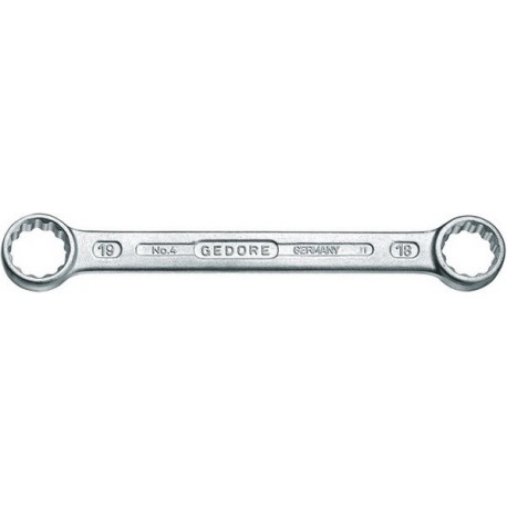 Clé polygonale double, droite, acier au chrome-vanadium 31CrV3, Cote s/plats : 21 x 23 mm, Long. 233 mm