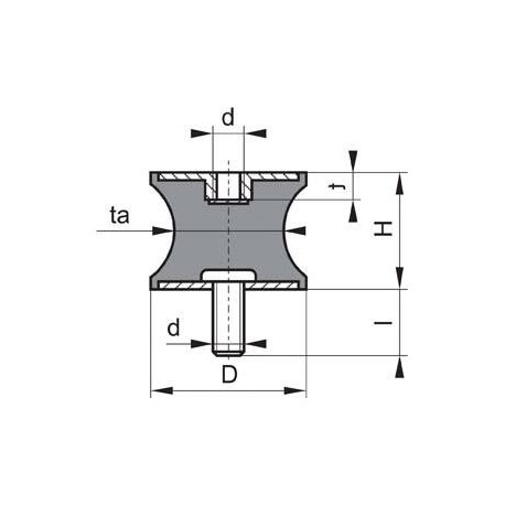 Silent bloc caoutchouc B GP BT 40x50 M8x23