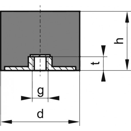 Silent bloc caoutchouc E100x40mm M16