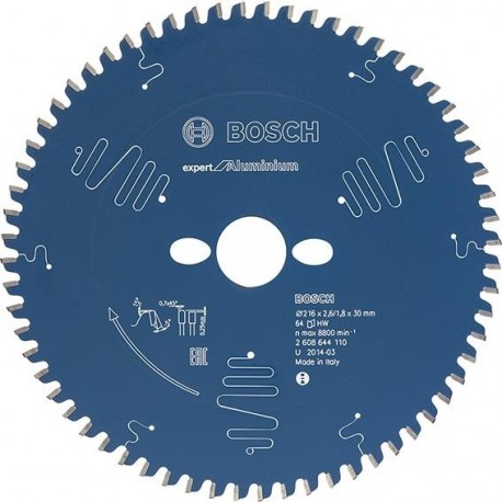 Lame de scie circulaire.Expert Alu216x2,6x30mm Z64 TF-Bosch