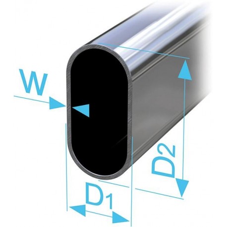 Tubes d'armoires ovales en acier 30x15x1200mm chromé