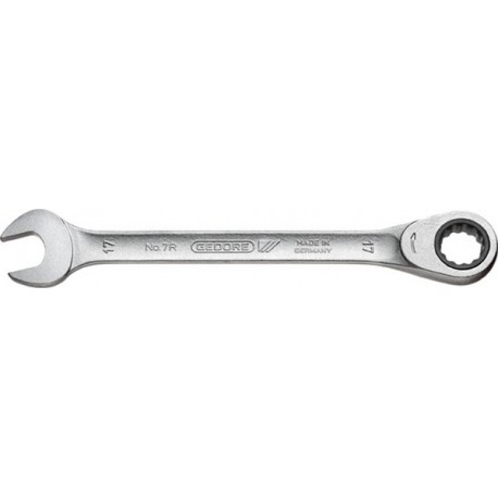 Clé mixte à cliquet, tête à cliquet droite, Cote s/plats : 24 mm, Long. 325 mm, Angle de travail 6 °