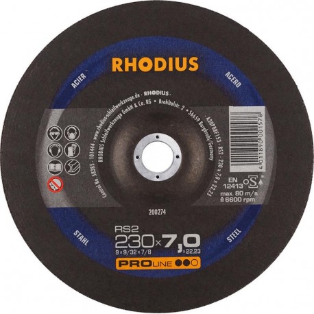 Disque de coupe RS2 230 x 7,0mm Acier Rhodius(Par 10)