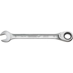 Clé mixte à cliquet, tête à cliquet droite, Cote s/plats : 27 mm, Long. 359 mm, Angle de travail 6 °