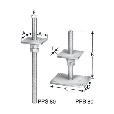 Pieds de poteaux PPB80G (Par 10)
