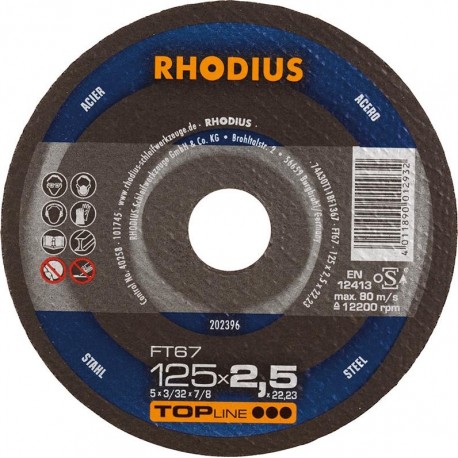 Disque de coupe FT67 125 x 2,5mm  Rhodius(Par 25)