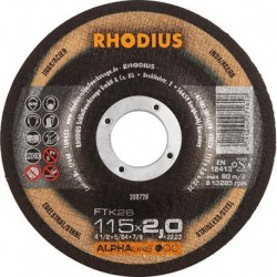 Disque de coupe FTK26 115 x 2,0mm coudé Rhodius(Par 25)