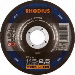 Disque de coupe FTK67 115 x 2,5mm coudé Rhodius(Par 25)