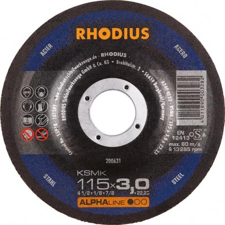 Disque de coupe KSMK 115 x 3,0mm coudé Rhodius(Par 25)