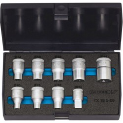 Composition d'embouts de vissage 1/2'' pour vis mâle TORX®, 9 pièces