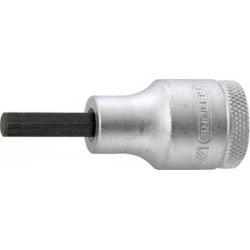 Embout de vissage 1/2'' pour vis femelle à 6 pans, Cote s/plats : 17 mm, Long. 60 mm