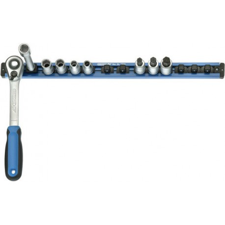 Rack magnétique 1/2'', Utilisation : pour 16 embouts, Dimensions 480 x 33 mm